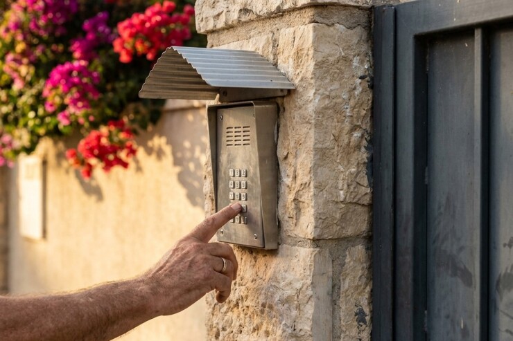 הקשת קוד בקודן על שער של בית פרטי