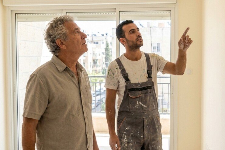 סיור סיום עם הצבעי לבדיקת איכות הגימור בדירה