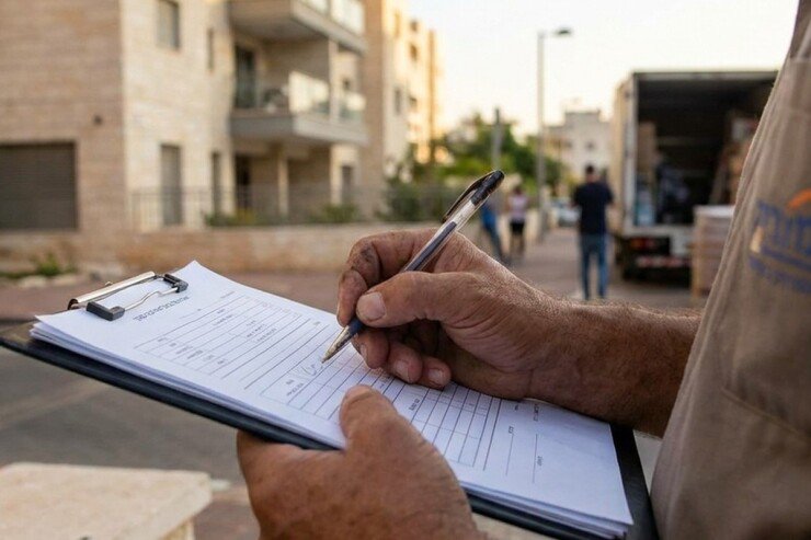 חתימה על חוזה הובלה עם נציג החברה