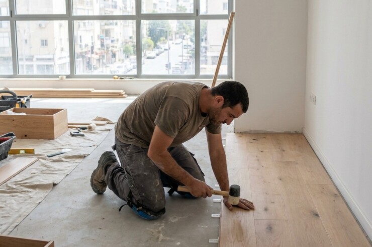 מתקין פרקטים מתקין פרקט עץ בהיר בדירה
